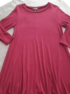Poof! Raspberry 3/4 Sleeve Tee Dress - Size L